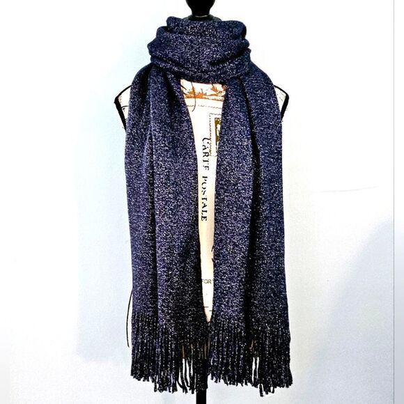 Vince Camuto scarf/wrap, NWT, Navy with white and shimmer. Oversized - Picture 1 of 3
